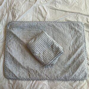 Tommy Bahama Home Cotton Island Blue White Striped Pillow Shams 19"x25" Nautical